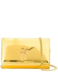 Золотой кожаный клатч от Giuseppe Zanotti Design