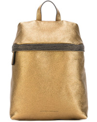 Женский золотой кожаный рюкзак от Brunello Cucinelli