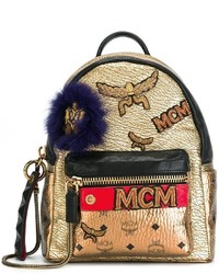 Женский золотой кожаный рюкзак от MCM
