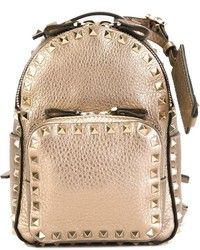 Женский золотой кожаный рюкзак от Valentino