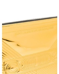 Золотой кожаный стеганый клатч от Corto Moltedo