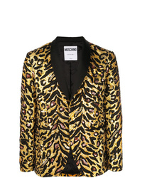 Мужской золотой пиджак с леопардовым принтом от Moschino