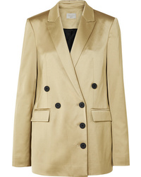 Золотой сатиновый двубортный пиджак