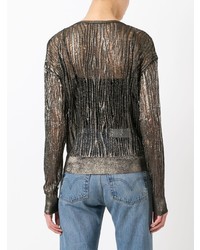 Женский золотой свитер с круглым вырезом от Saint Laurent