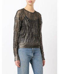 Женский золотой свитер с круглым вырезом от Saint Laurent