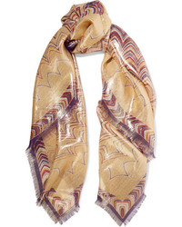 Женский золотой шарф с принтом от Missoni