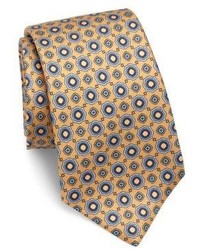 Золотой шелковый галстук с принтом