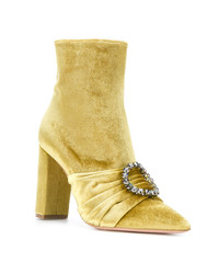 Золотые бархатные ботильоны от Oscar Tiye