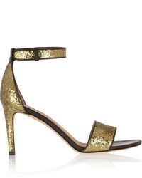 Золотые босоножки на каблуке с пайетками от Marc by Marc Jacobs