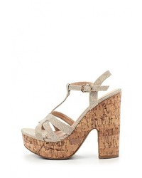 Золотые босоножки на каблуке от Bellamica