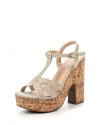 Золотые босоножки на каблуке от Bellamica