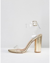 Золотые босоножки на каблуке от Miss Selfridge