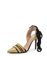 Золотые босоножки на каблуке от Pura Lopez