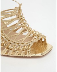 Женские золотые босоножки от Asos