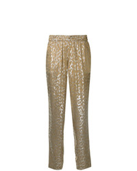 Женские золотые брюки-галифе с принтом от Layeur