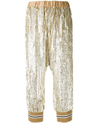 Женские золотые брюки с пайетками с украшением от Twin-Set