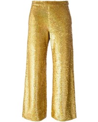 Женские золотые брюки с пайетками от Ashish