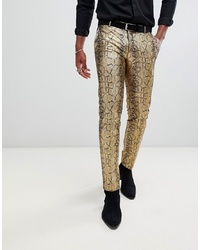 Золотые брюки чинос с принтом от Twisted Tailor