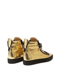 Мужские золотые высокие кеды от Giuseppe Zanotti