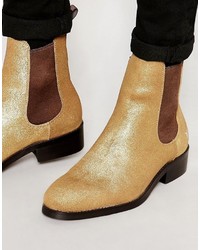 Золотые замшевые ботинки челси