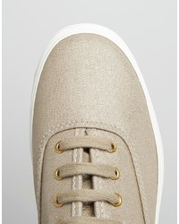 Женские золотые кеды из плотной ткани от Keds