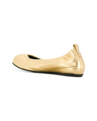Золотые кожаные балетки от Lanvin