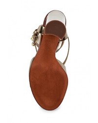 Золотые кожаные босоножки на каблуке от Casadei