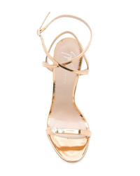 Золотые кожаные босоножки на каблуке от Giuseppe Zanotti Design