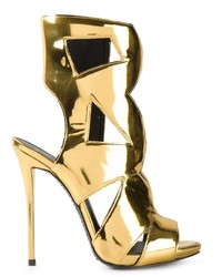 Золотые кожаные босоножки на каблуке от Giuseppe Zanotti