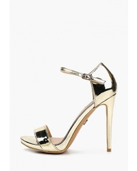 Золотые кожаные босоножки на каблуке от LOST INK