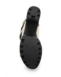 Золотые кожаные босоножки на каблуке от Mabu