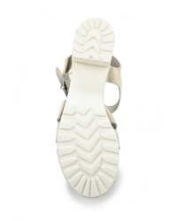 Золотые кожаные босоножки на каблуке от Mabu