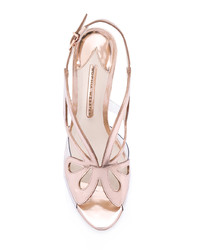 Золотые кожаные босоножки на каблуке от Sophia Webster