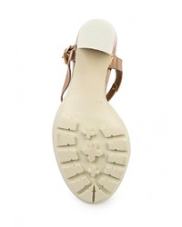 Золотые кожаные босоножки на каблуке от Mariamare