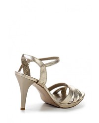 Золотые кожаные босоножки на каблуке от Provocante