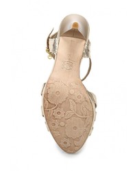 Золотые кожаные босоножки на каблуке от Provocante