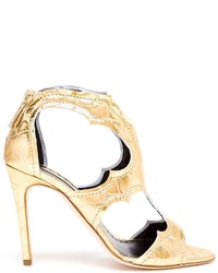 Золотые кожаные босоножки на каблуке от Rupert Sanderson