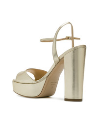 Золотые кожаные босоножки на каблуке от Deimille