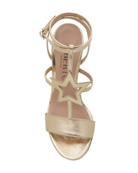 Золотые кожаные босоножки на каблуке от Alberto Gozzi