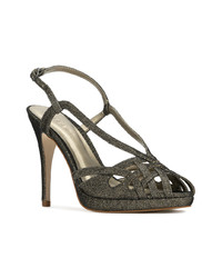 Золотые кожаные босоножки на каблуке от Serpui