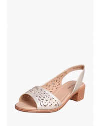 Золотые кожаные босоножки на каблуке от T.Taccardi