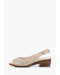 Золотые кожаные босоножки на каблуке от T.Taccardi