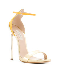 Золотые кожаные босоножки на каблуке от Casadei