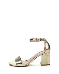 Золотые кожаные босоножки на каблуке от Topshop