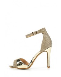 Золотые кожаные босоножки на каблуке от Tulipano