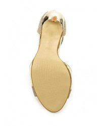 Золотые кожаные босоножки на каблуке от Tulipano
