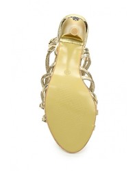 Золотые кожаные босоножки на каблуке от Tulipano