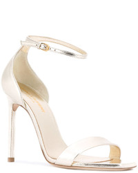 Женские золотые кожаные босоножки от Saint Laurent