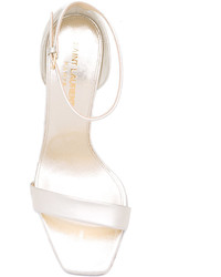 Женские золотые кожаные босоножки от Saint Laurent