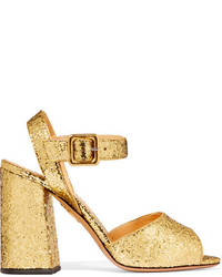 Женские золотые кожаные босоножки от Charlotte Olympia